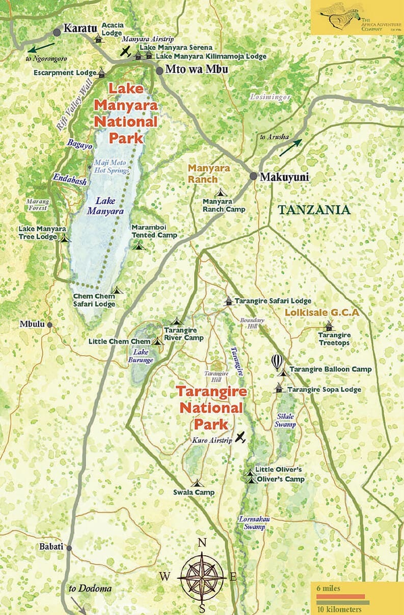 Mapas Lago Manyara - Tanzania - Alojamientos en el Lago Manyara ✈️ Foro África del Este
